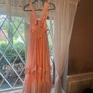 Empire V-neck Sleeveless Floor-Length Lovely Chiffon Dress With Lace